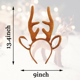 MR.FOAM Reindeer Antlers Headband with Ears, Brown, One Size for Adults and Children, Suitable for Easter Party