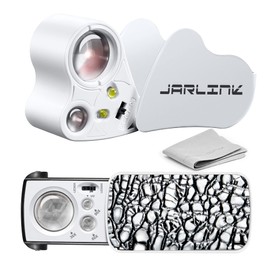 JARLINK 2 Pack Jewelers Loupe, 30X 60X 90X Illuminated Jewelers Eye Loupe Magnifier and Magnifying Glass Loop with UV Black Light and Bright LED Light for Gems, Jewelry, Diamond, Coins, Stamps (White)