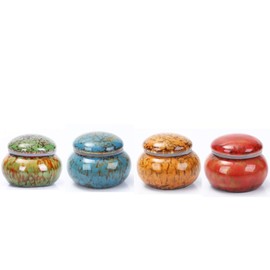 Youdear Memorials Small Urn for Human Ashes - 1.8" Handmade Urn - Beautiful Small Keepsake Urn - Mini Ceramic Urn - Holds Approximately 1.2 Cubic Inch of Ashes (Set of 4)