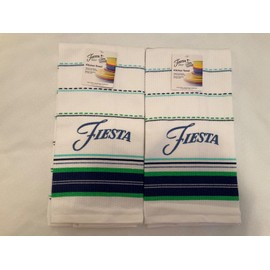 Fiesta 2 Fiesta Kitchen Towels - White and Blue and Green - Brand new with tags