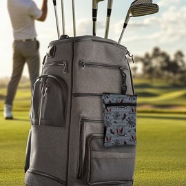 Rchsomd Dog Golf Theme Print 4th of July Decorations Ziper Ball Bag Patriotic Golf Accessory Bag for Men and Women with with Zippered Pocket Golf Tee Pouch