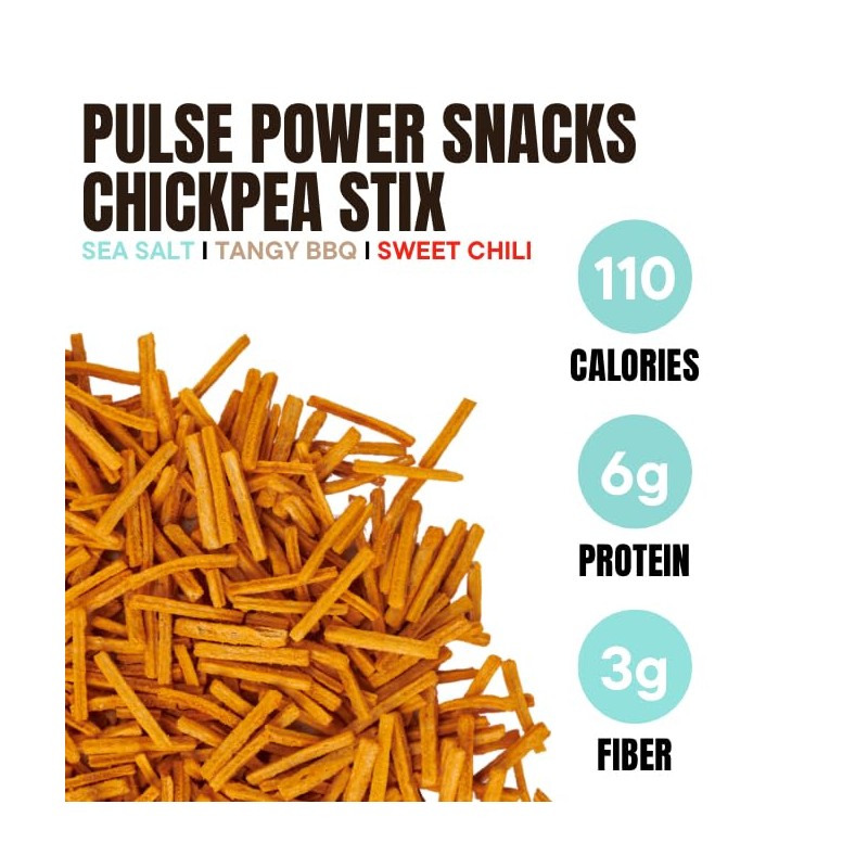 Pulse Power Chickpea Stix - Crunchy Snacks, High Protein, Gluten