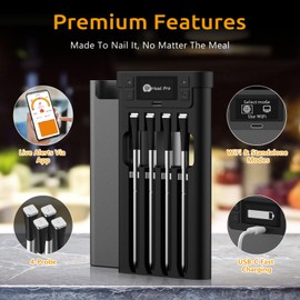 Yonktoo Meat Thermometer Digital Wireless, Long-Range BBQ Thermometer with 4 Probes, Dual Sensors for Perfect Grilling & Smoking - Black