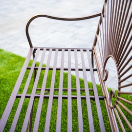 XBrand 44" L Iron Sun-Patterned Seat for Two Indoor/Outdoor Rocking Glider Bench, Durable Patio Glider Bench, Brown