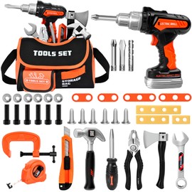 Kids Tool Sets with Portable Bag, Toddler Tool Set with Electric Drill Toy, Boy Toys Age 4, Construction Toys Tool Sets for Kid, Kids Tool Kit, Pretend Play Toys for 3 Year Old Boys Gift
