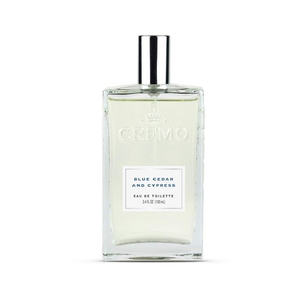 Cremo Blue Cedar & Cypress Cologne Spray, A Woodsy Scent with Notes of Lemon Peel, Cypress and Cedar, 3.4 Oz