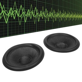 2Pcs Speaker Cone Drum Paper, Paper Speaker Cone Subwoofer Cones Drum Paper 1 inches Inner Diameter with Rubber Surround for 5 Inch Speakers, Black