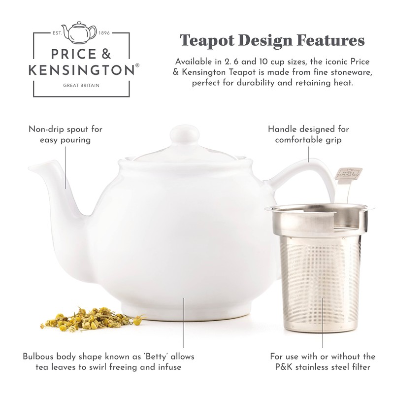 Price & Kensington Stoneware Teapot Grey Matt 6 Cup (1100ml)