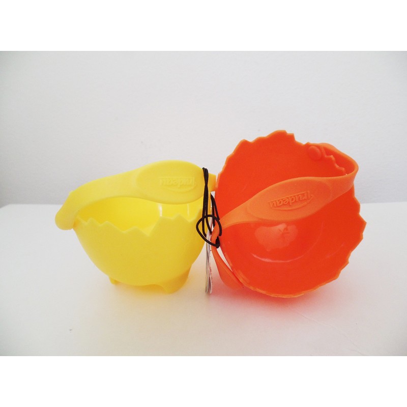 Trudeau Egg Poachers, Yellow and Orange, Set of 2, Round,