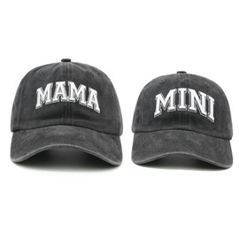 MINYJHZ 2PCS Mommy and Me Baseball Cap for Mom Girl, Adjustable Washed Mama and Mini Hats Black