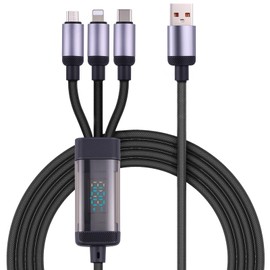GUGOBOX 3-in-1 Fast Charging Cable 120W, USB-C + Micro + iOS-Compatible with LED Display, Nylon Braided Charger Cord for Laptop/Phone/Tablet – 3.9ft