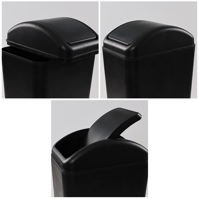 Hespama 14L Slim Plastic Trash Bin, Black Waste Bin with