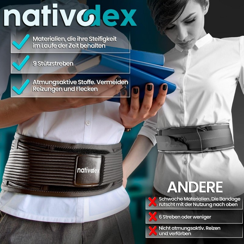 NativoDex Back Support Belt - Back Strap for Stabilising the