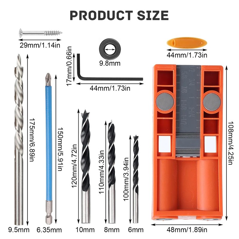 28-Piece Carpenter's Mitre Drill Bit Set, Precise Positioning, Easy to