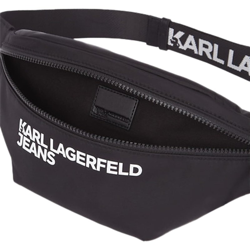 Karl Lagerfeld Jeans Men's Essential Nylon Bumbag, Black, black