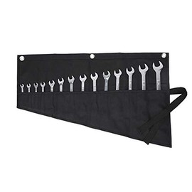 Heavy Duty 16oz Waxed Canvas Wrench Roll Up Bag, Multi-Purpose Tool Pouch For Metric, SAE (Black)