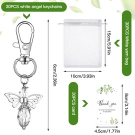 Aoesuny 30 Sets Funeral Favors Bulk Angel Memorial Keychains with Sympathy Thank You Tags Organza Bags for Celebration of Life Favors Memorial Party Supplies Guest Return Funeral Gifts