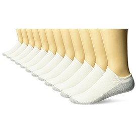 Fruit of the Loom Men's 12 Pack No Show Socks, White, Shoe Size: 6-12