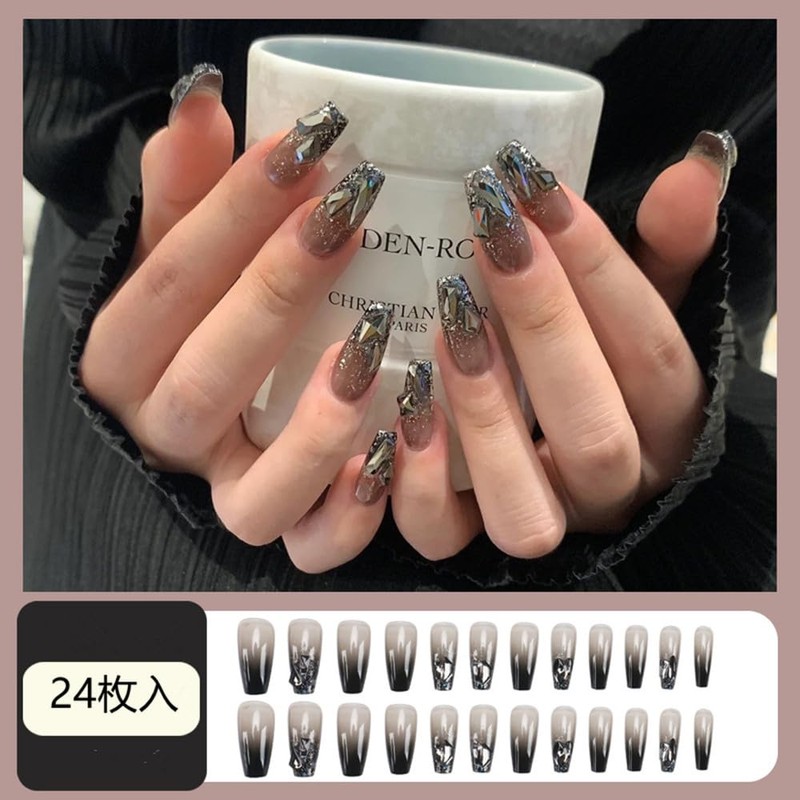 Nail Tip, False Nail, Nail Tip, Stylish, Black, Long, Easy