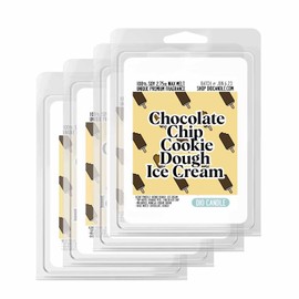 Chocolate Chip Cookie Dough Ice Cream Scented Wax Melts - Smells Like Cookie Dough - Ice Cream - 100% Naturally Vegan Soy and Premium Fragrance | Handmade in Denver, Colorado (4 Pack Wax Melts)