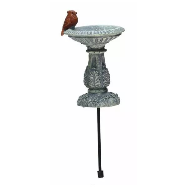 Georgetown Home & Garden Miniature Gray Bird Bath with A