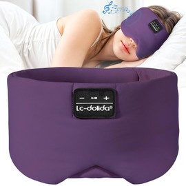 LC-dolida Sleep Mask with Bluetooth Headphones, Soft Ice Silk Sleep Mask with Bluetooth 5.4, Total Blackout Eye Mask for Sleeping, Idea Gift for Women Men, All Night Sleep, Travel(Purple)