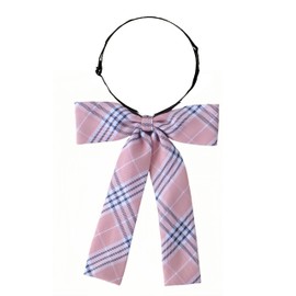 Beautifulfashionlife Women`s Girls Pre-Tied Adjustable Knotbow Plaid Shirt Lolita Cosplay Uniform Bow Ties Pink White
