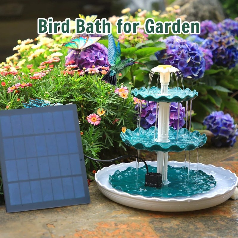 AISITIN 3 Tiered Bird Bath with 3.5W Solar Pump,for Bird