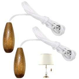 UEKPDM 2PCS Vintage Bathroom Light Pull Cord Handle with 150CM Nylon Pull String,Light Pull Handle,Pull Cord Light Switch for Bathroom Classic Toilet Light Fan Switch(Nut Brown)