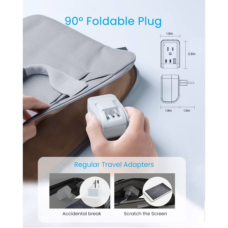 2 Pack Italy Travel Plug Adapter, VINTAR Foldable Italy Power
