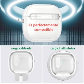 JIEYOUTA Funda para AirPods 4 - Compatible con la Carga inalámbrica, Cierre Seguro, Apertura Automática, Protección Antigolpes, Soporte para Teléfono, TPU, Kit de Limpieza, Transparente (Negro)