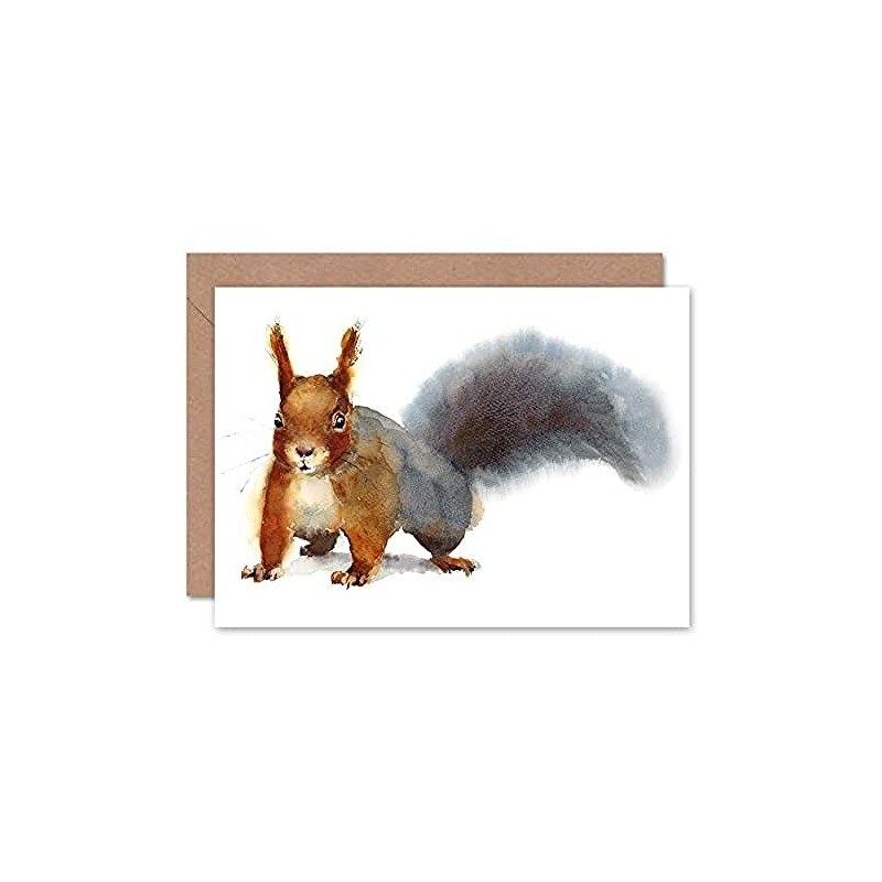Wee Blue Coo Squirrel Watercolour Cute Greeting Card With Envelope