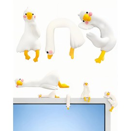 4 Pcs Resin Goose Figurines - Cute Mini Decor for Computer Monitor & Desk