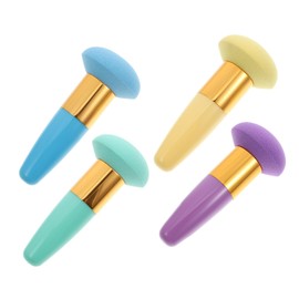 IWOWHERO 4Pcs Long Handle Makeup Applicator Set Soft Latex Powder Sponges for Loose Powder for Women’s Makeup Application Reusable and Washable Beauty Tools