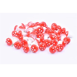 Aliotech 50Pcs Mini Mushroom Miniatures Artificial Garden Fairy Bonsai Plant Pot Resin Craft Decoration for Home DIY Micro Landscape Home Party Decoration (Red)