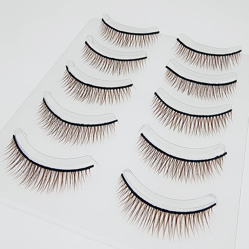 D-ONE Natural 5 Pairs False Eyelashes (A06, Natural Cross Brown)