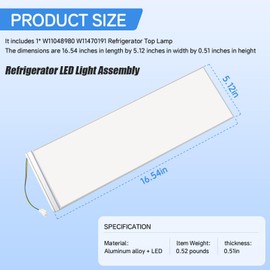 2025 Upgraded W11470191 W11048980 Refrigerator LED Light Assembly Module Replacement W11032353 W11032355 W11455230 for Whirlpool Refrigerator Light KRQC506MPS00 WRQA59CNKZ
