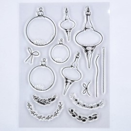 DDOUJOY Merry Christmas Ball Leaves Pinecone Pine Branch Star Background Clear Stamps for Card Making Decoration and DIY Scrapbooking 3090929