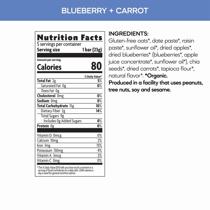 Love Child Organics Oaty Chomps Blueberry + Carrot Snack Bars,