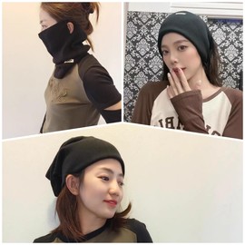 Karsaer G0166 Women's Neck Warmer, 4-Way Thermal, Windproof, Ears, Soft Texture, Face Cover, Hair Band, For Sports/Outdoor/Indoor Use, Unisex,, Black