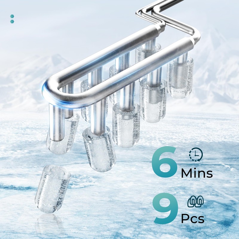 EUHOMY Countertop Ice Maker Machine with Handle, 26.4lbs Per Day,