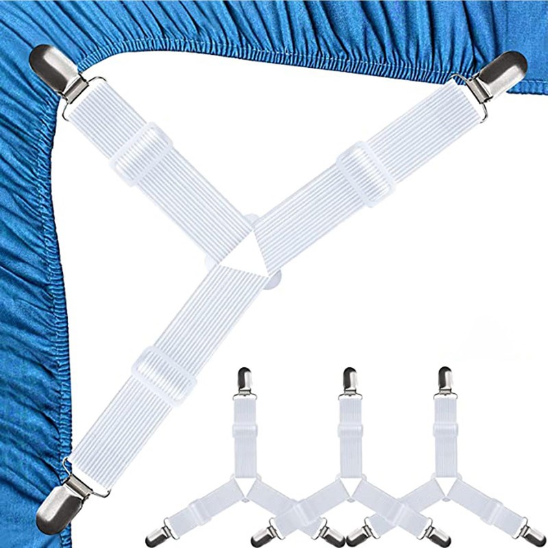 Pixaro 4PCS Bed Sheet Straps, Triangle Sheet Clips, Adjustable Bed