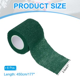 PATIKIL 1" x 177" Self Adhesive Bandage Wrap, 6 Pcs Elastic Self Breathable Self Adherent Wrap Tape for Stretch Athletic Sports Wrist Ankle Outdoor Tape, Dark Green