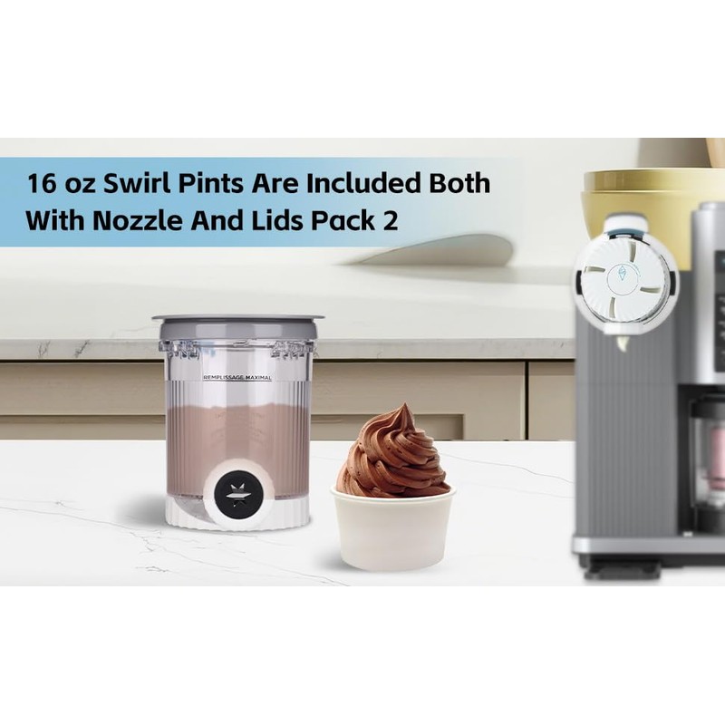 ZYROA 2-Pack Pints and Lids for Ninja CREAMi NC700 Series