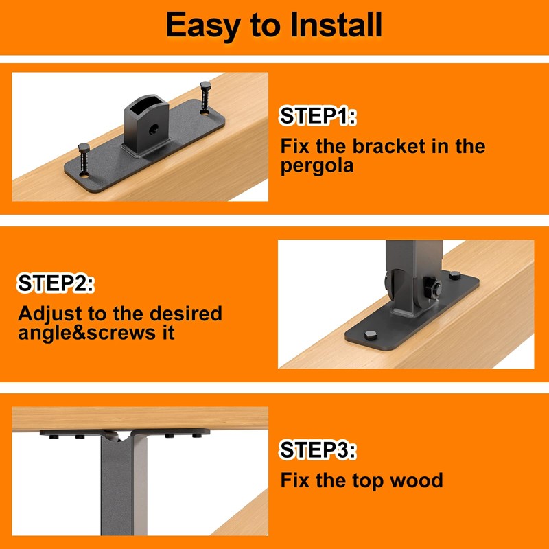 Heavy Duty Roof Riser Brackets Kit, TROPTOLKY Adjustable Angle Pergola