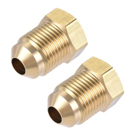 sourcing map 2pcs Brass Pipe Fitting, 3/8 SAE Flare Outer 1/4 SAE Female Thread Pipe Adapter Connector for Air Conditioner Refrigeration