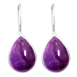 Jeweloporium Purple Amethyst Real 925 Sterling Silver Earring for Women Gemstone Drop Dangle Cocktail Silver Earring Birthday Gift Victorian Jewelry