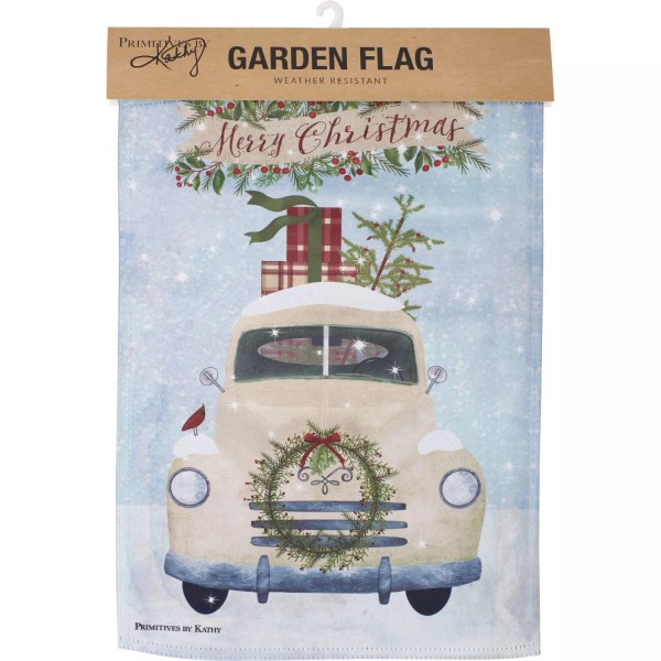 Primitives by Kathy Holiday Garden Flag Truck Merry Christmas Cute