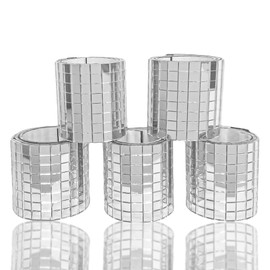 Yeehlmer Glass Mirror Disco Tiles 2400Pcs, 5 x 5 mm Self-Adhesive Mirror Tiles for Craft Decoration Disco Ball, Mini Mosaic Tiles for Party Decor DIY (Silver)