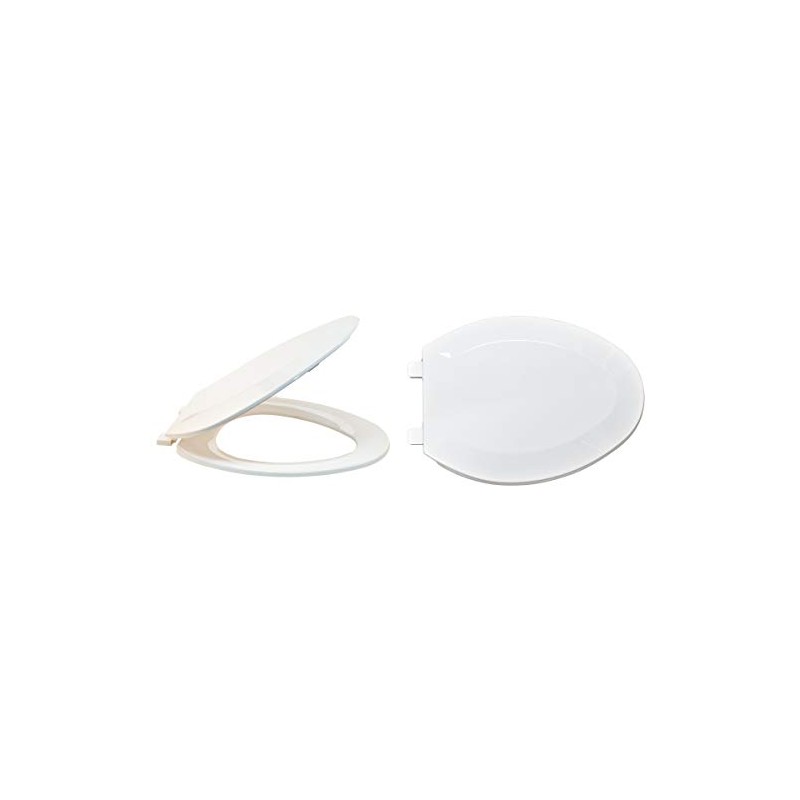 EZ-FLO White Plastic Toilet Seat with Lid, Elongated, 65903